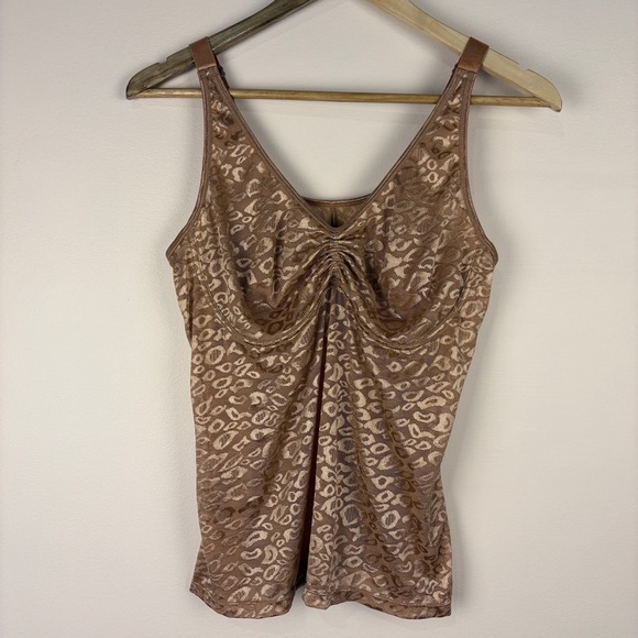 Ruby Ribbon Gold Lace Wireless Camisole Tank Top - Picture 1 of 6